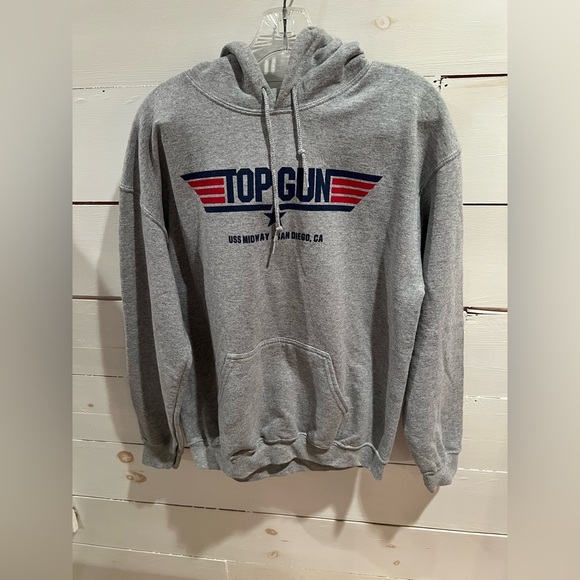 Gildan Top Gun Gray Hoodie, EUC, size medium, US NAVY, San Diego - Picture 1 of 4